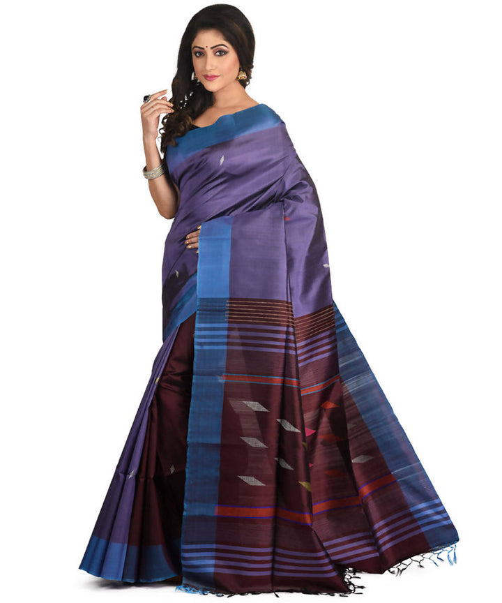 Resham shilpi lavender bengal silk saree with handwoven design