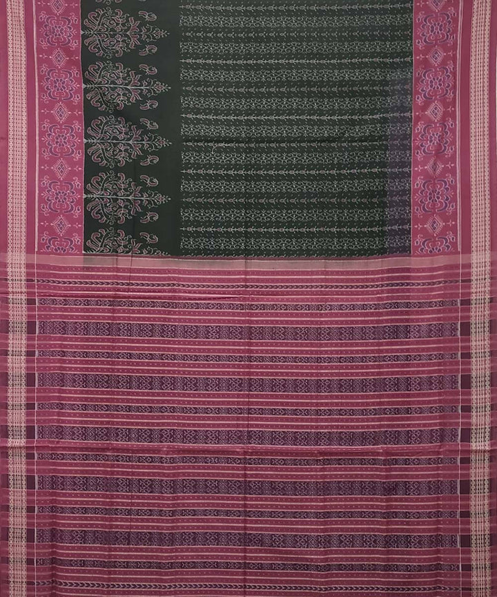 Brunswick green pink handwoven cotton ikat sambalpuri saree