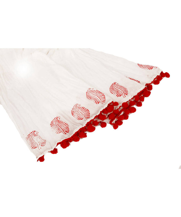 Handmade Wooden Block Print DIY Craft Kit Dupatta Leaf Design (Red)