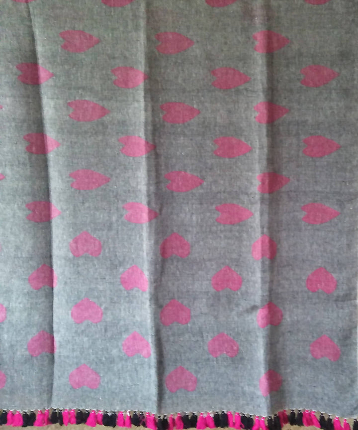 Grey and Pink Bengal Handloom Linen Saree