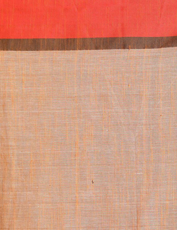 Sepia color handspun handwoven Cotton saree