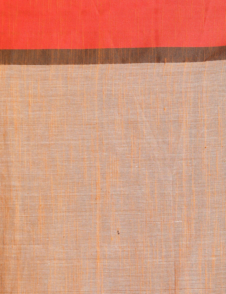 Sepia color handspun handwoven Cotton saree