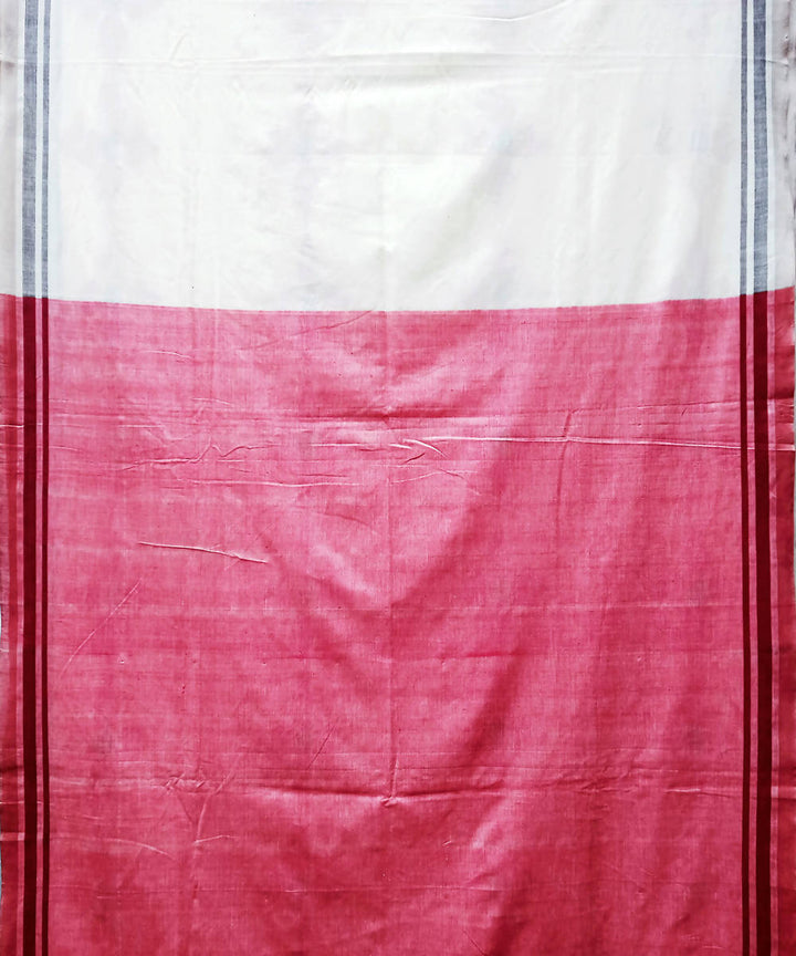 White red handwoven extra weft cotton saree
