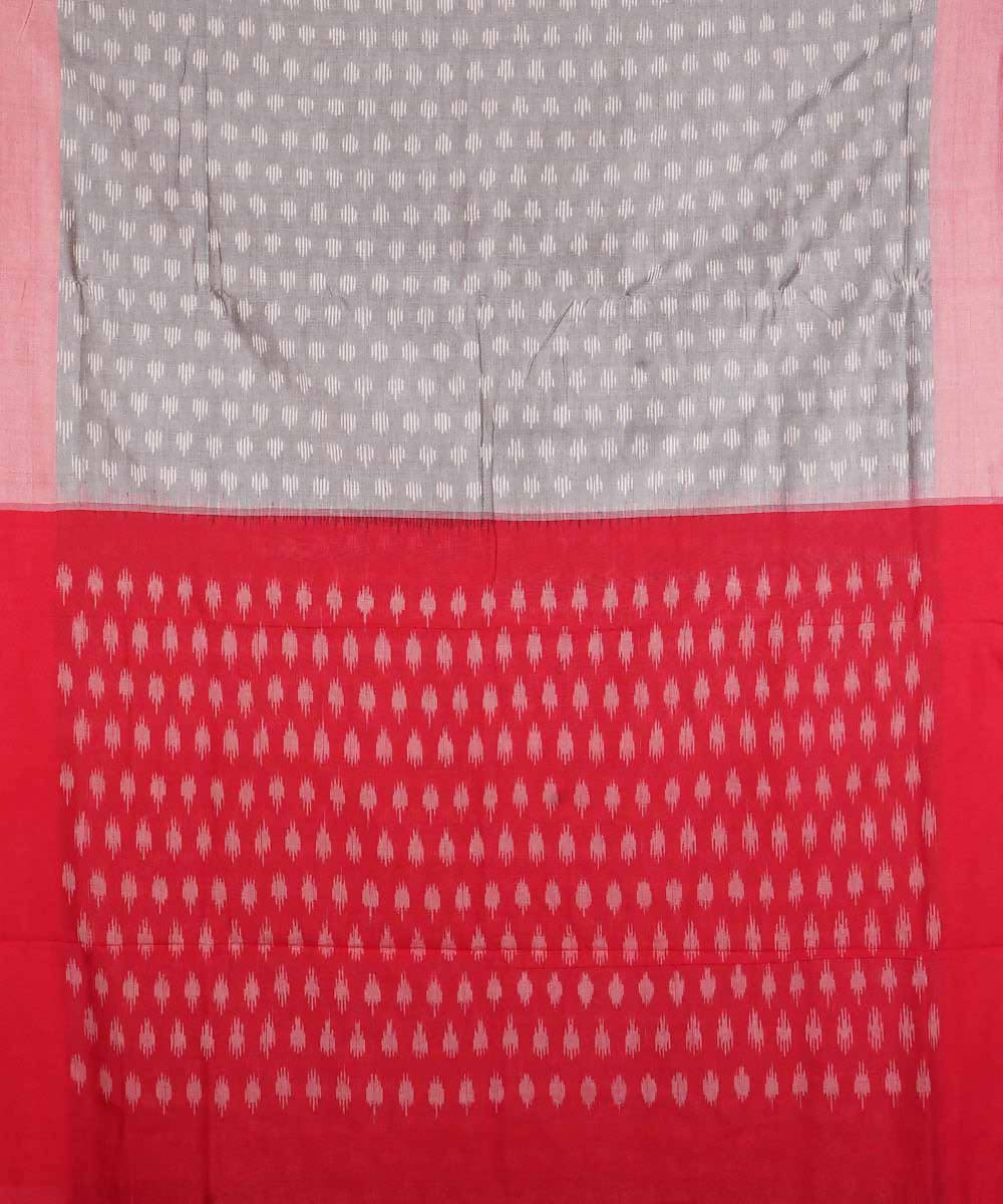 Grey and red cotton handloom ikat pochampally saree
