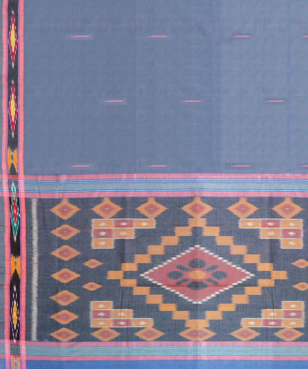 Grey handwoven madurai cotton tie dye saree