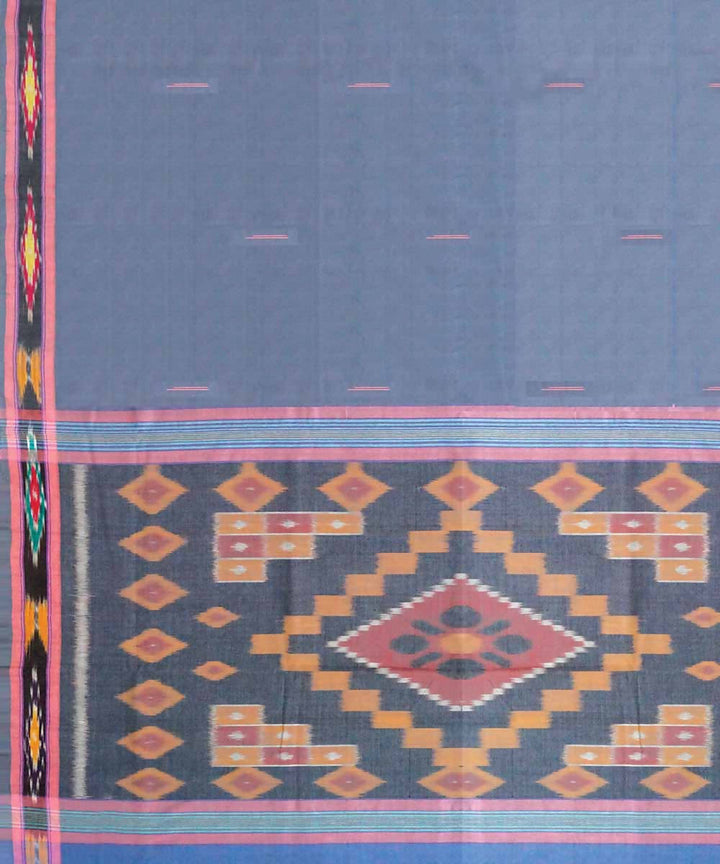 Grey handwoven madurai cotton tie dye saree