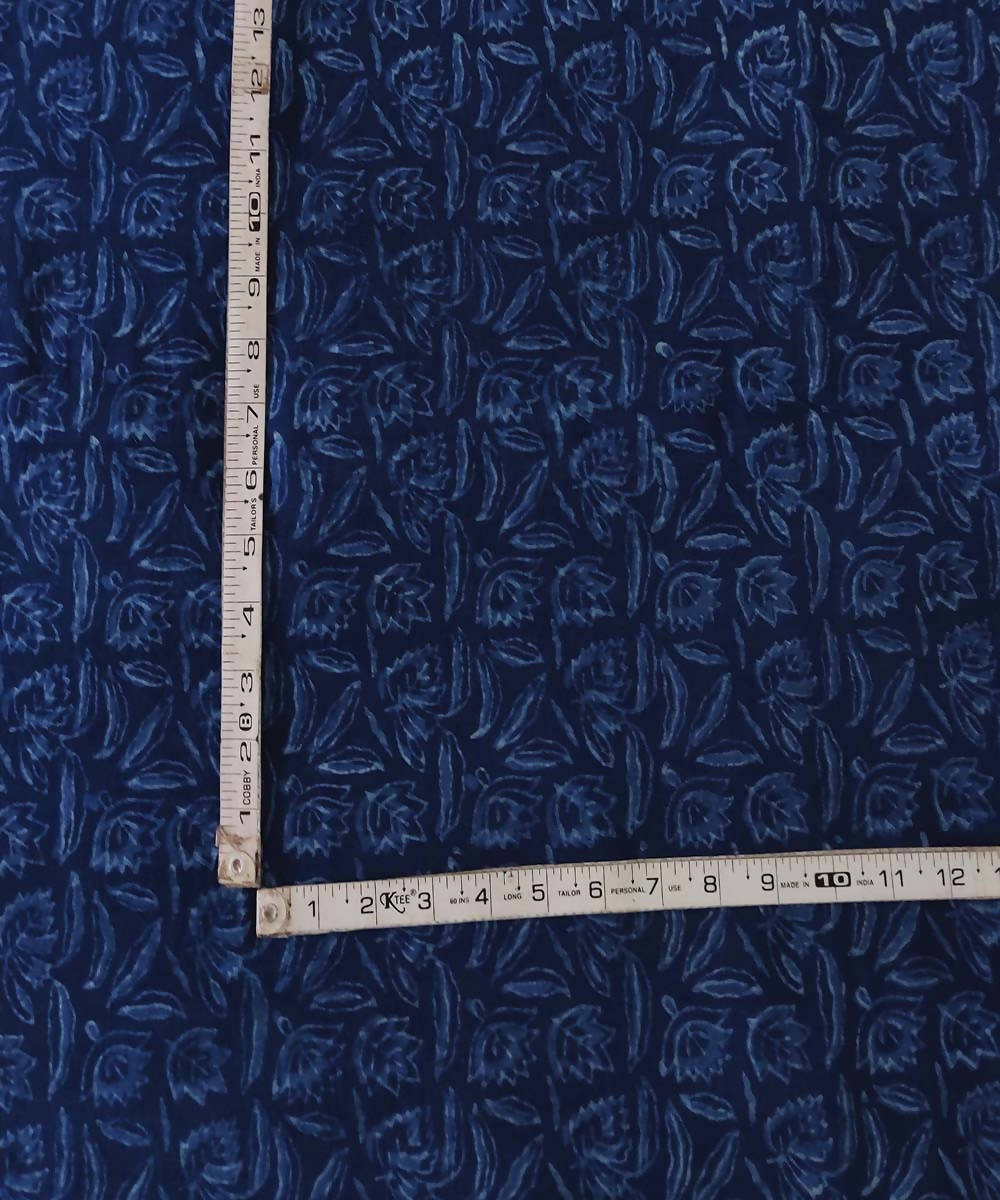 Navy natural dye dabu handblock printed organic handspun cotton fabric
