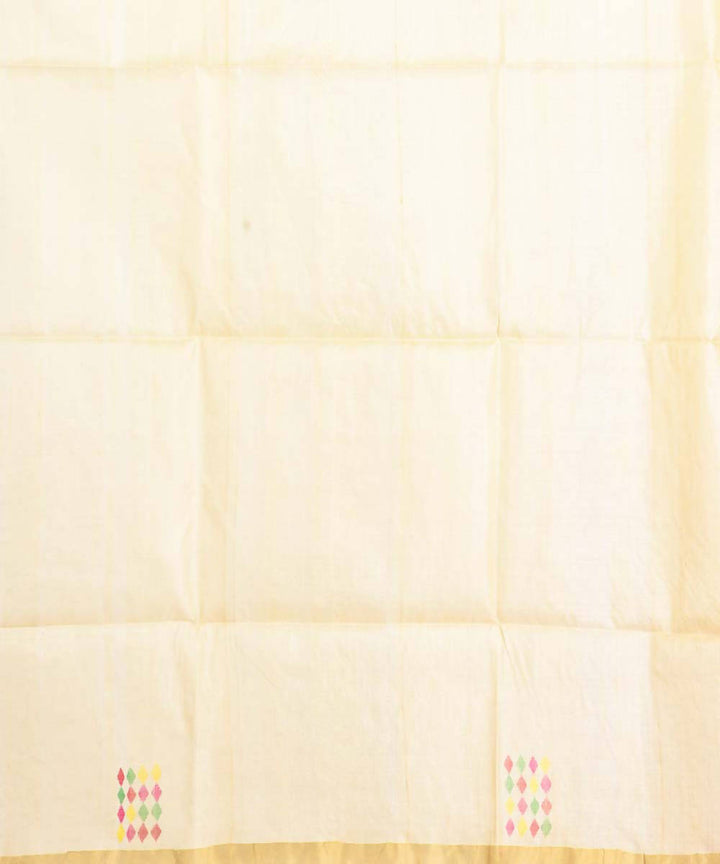 Resham shilpi bengal tasar cream saree with handwoven jamdani work