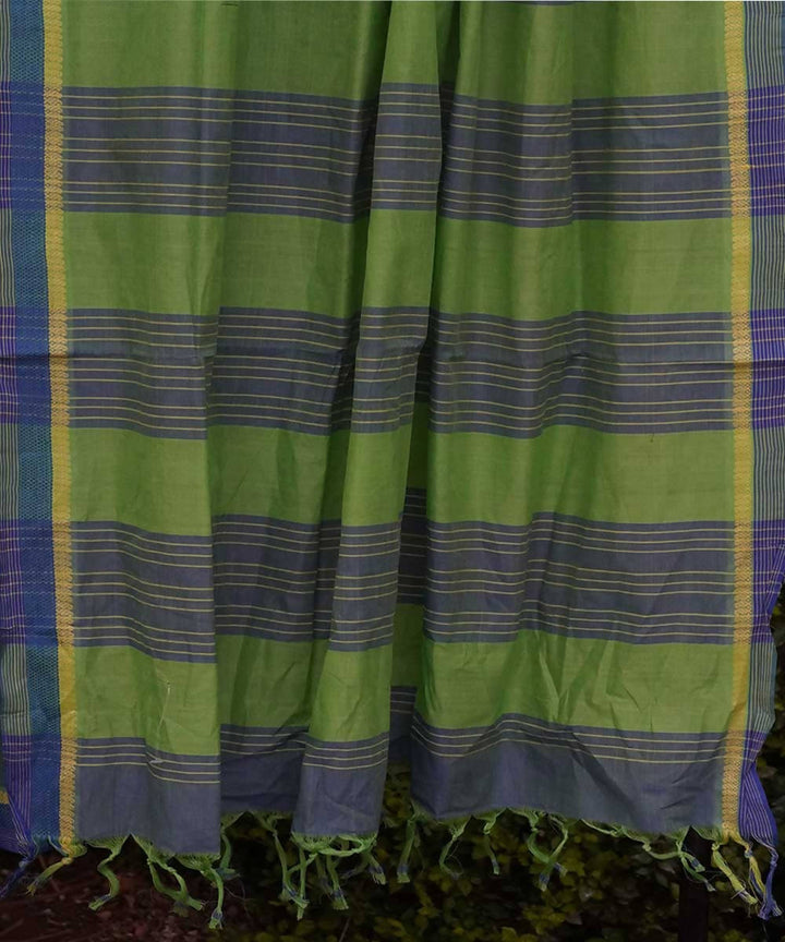 Blue green double shade Cotton Handwoven mangalagiri saree
