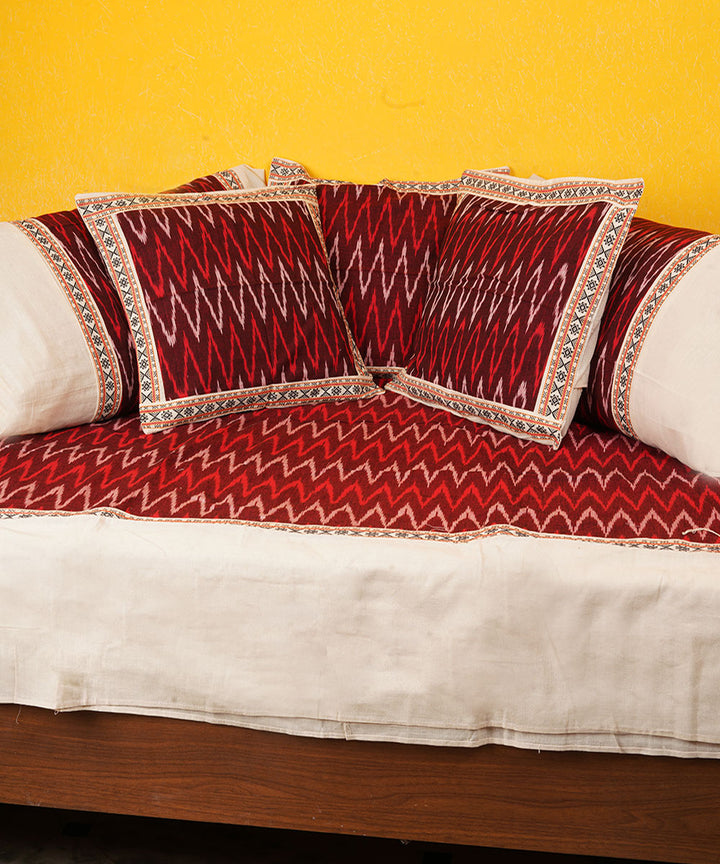 Maroon cotton handwoven pochampally ikat diwan set