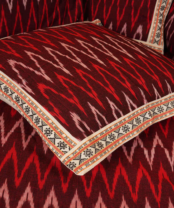 Maroon cotton handwoven pochampally ikat diwan set