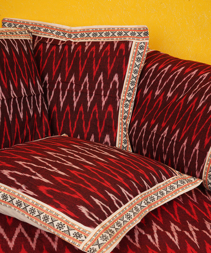 Maroon cotton handwoven pochampally ikat diwan set