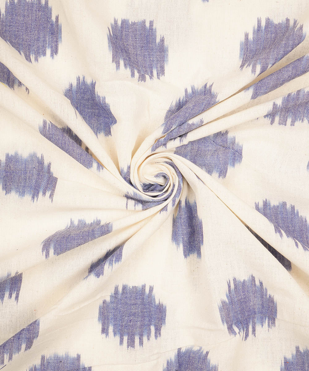 White blue handwoven cotton pochampally ikat fabric