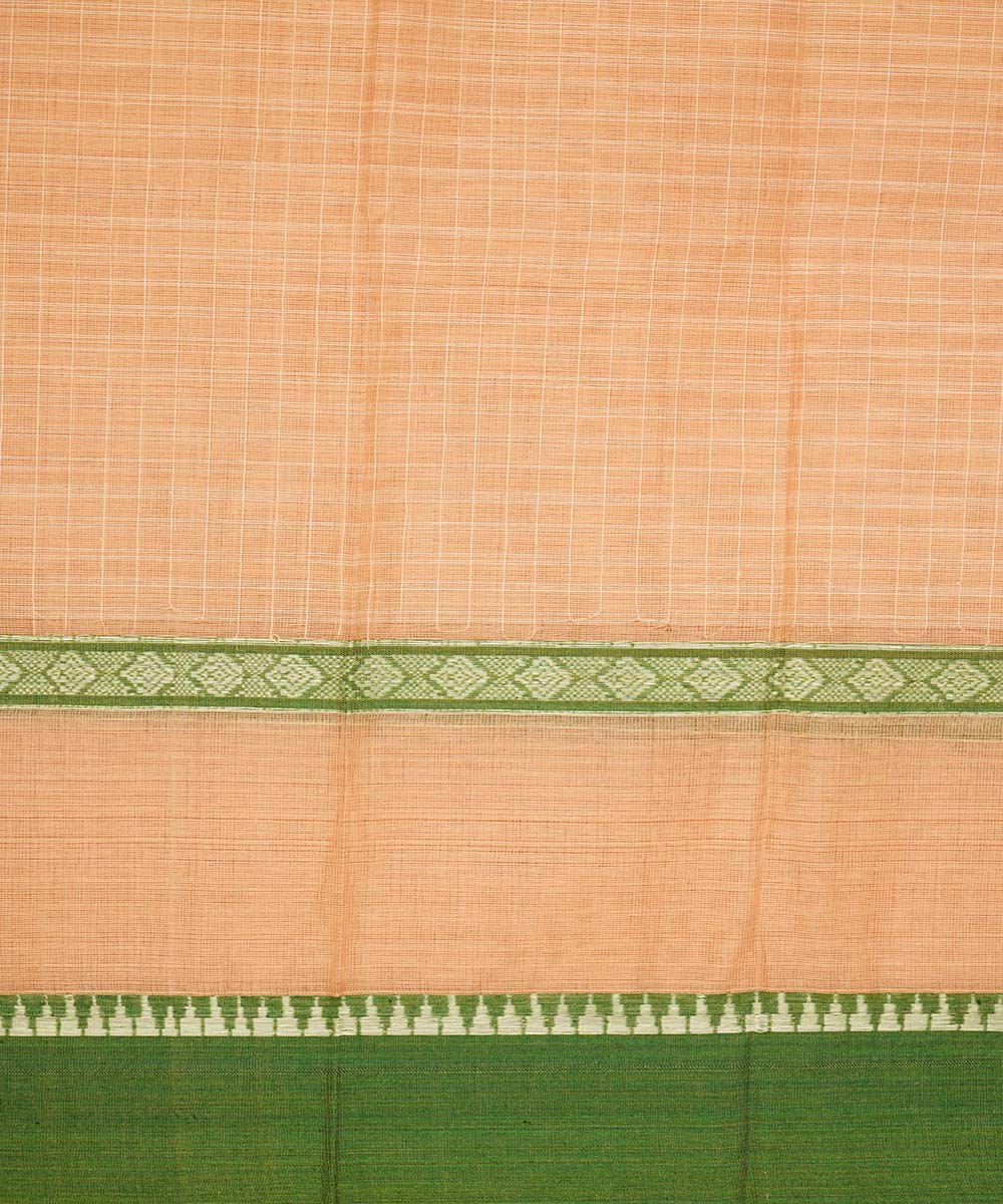 Pale orange and green cotton handwoven narayanapet saree