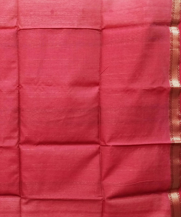 Anti flash white red handwoven cotton silk maheshwari saree