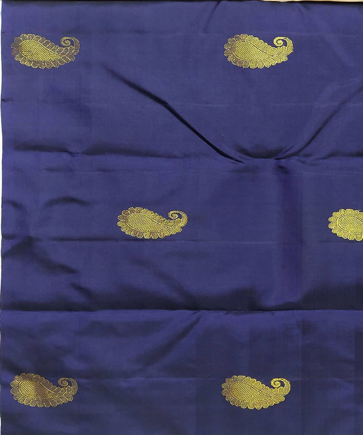 Cream and blue handloom patli kanchi silk saree