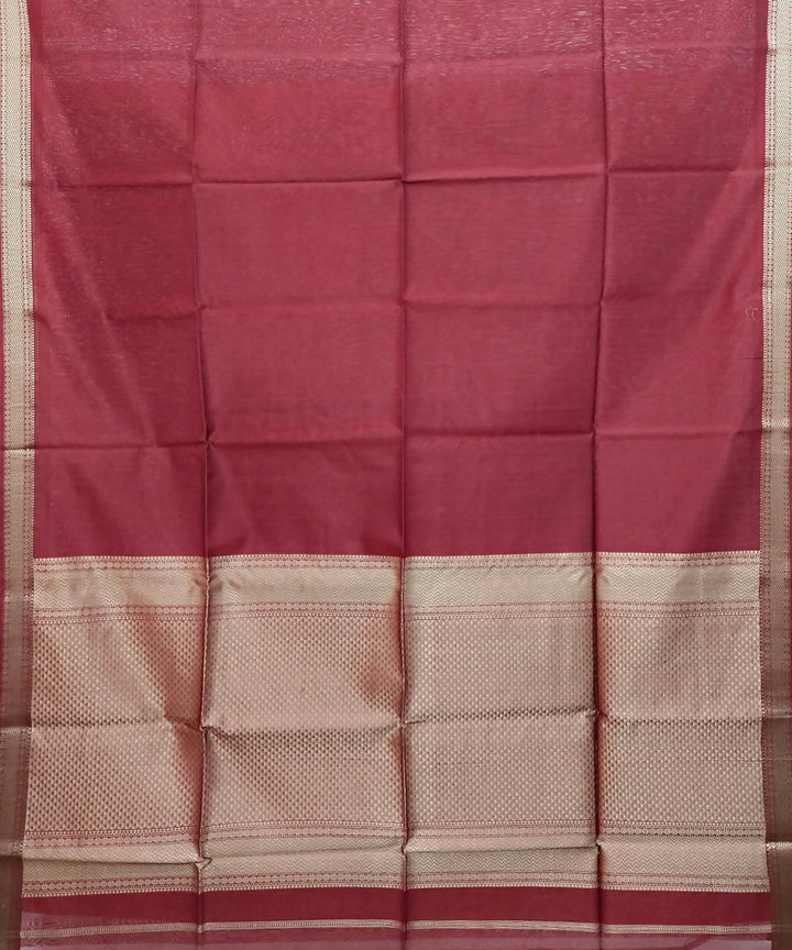 Dark red cream handwoven cotton silk maheshwari saree