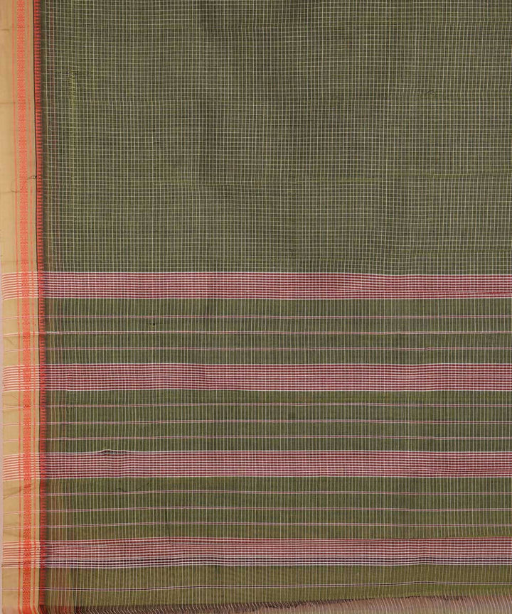 Moss green handwoven cotton narayanpet saree