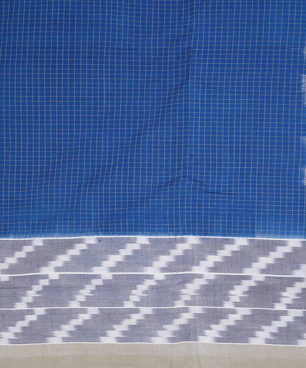 Blue white cotton handloom ikat pochampally saree