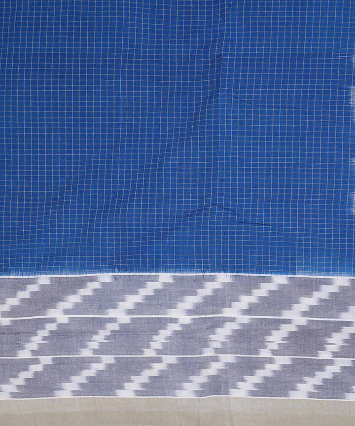 Blue white cotton handloom ikat pochampally saree