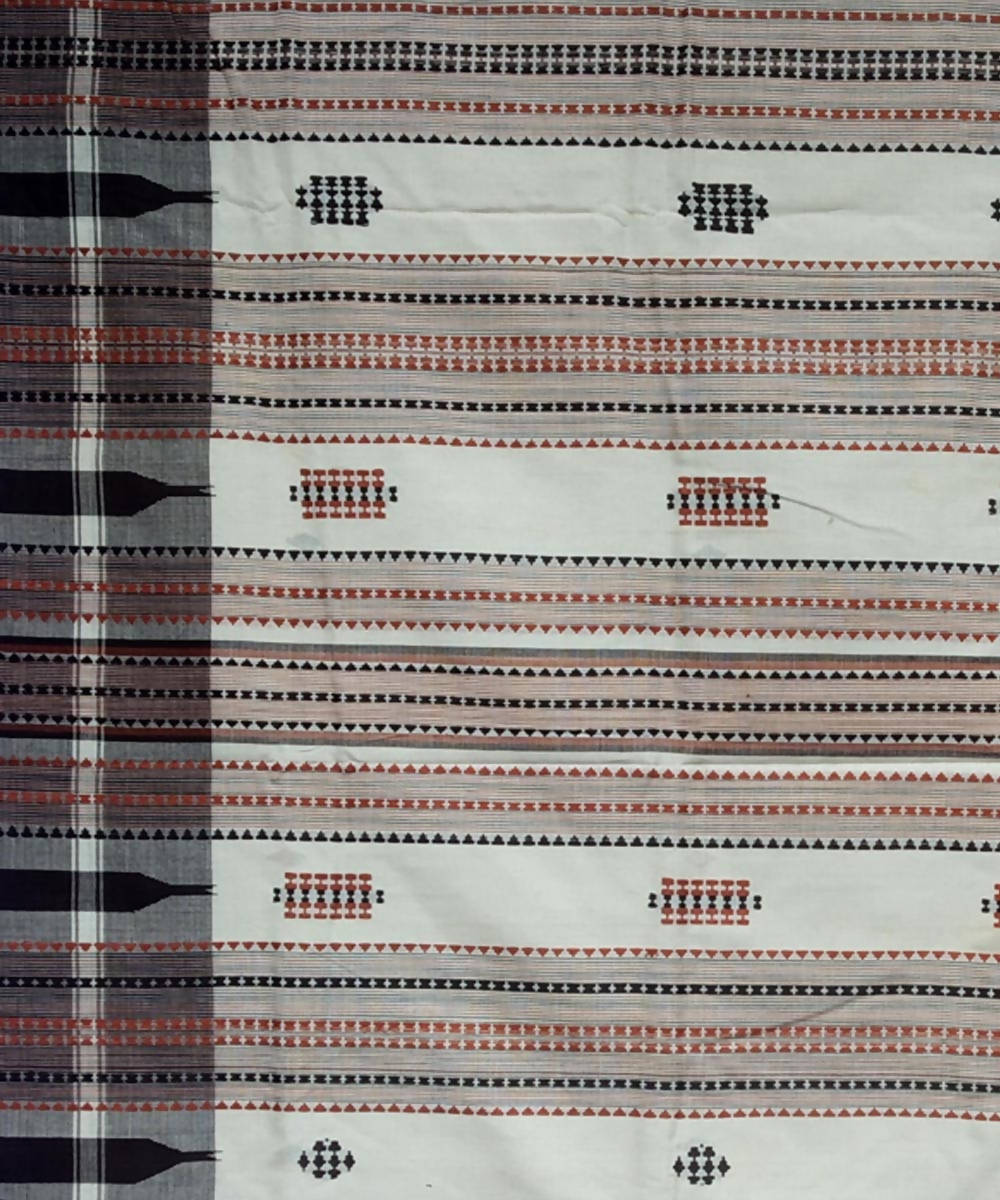 White black handloom coarse cotton kotpad saree