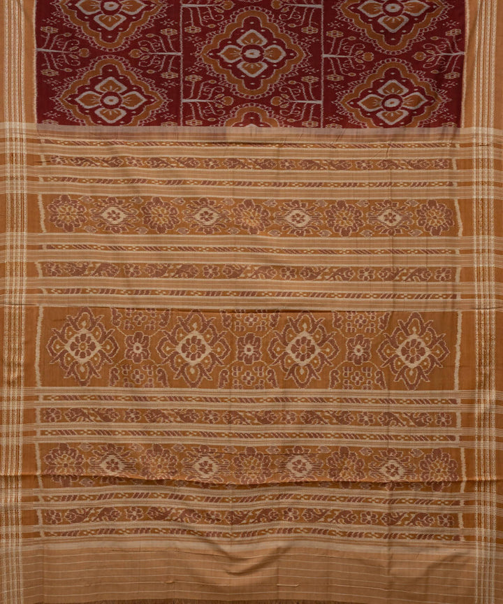 Burnt amber Burnt orange cotton handloom ikat nuapatna saree