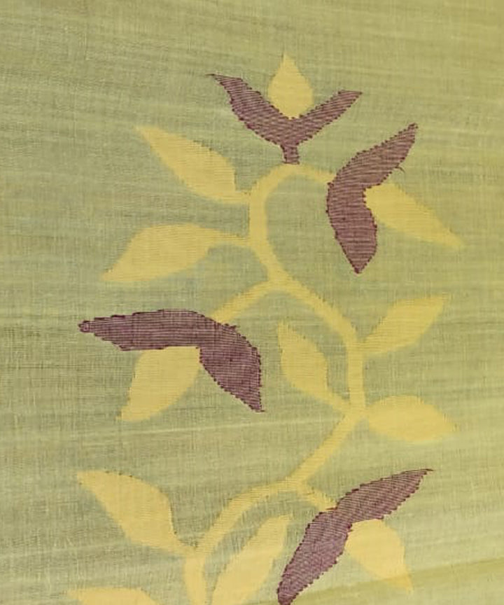 Tantuja yellow handwoven cotton jamdani saree