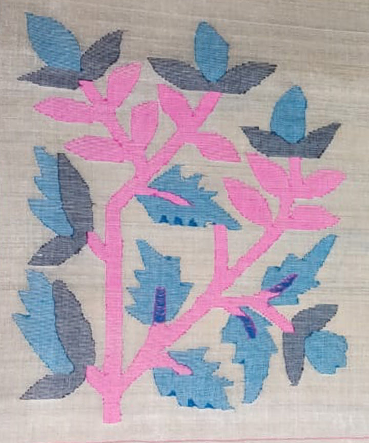 Tantuja mauve pink handloom cotton jamdani saree