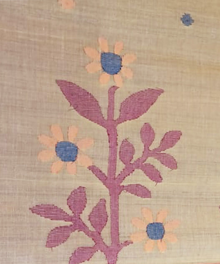 Tantuja yellow red handloom cotton jamdani saree