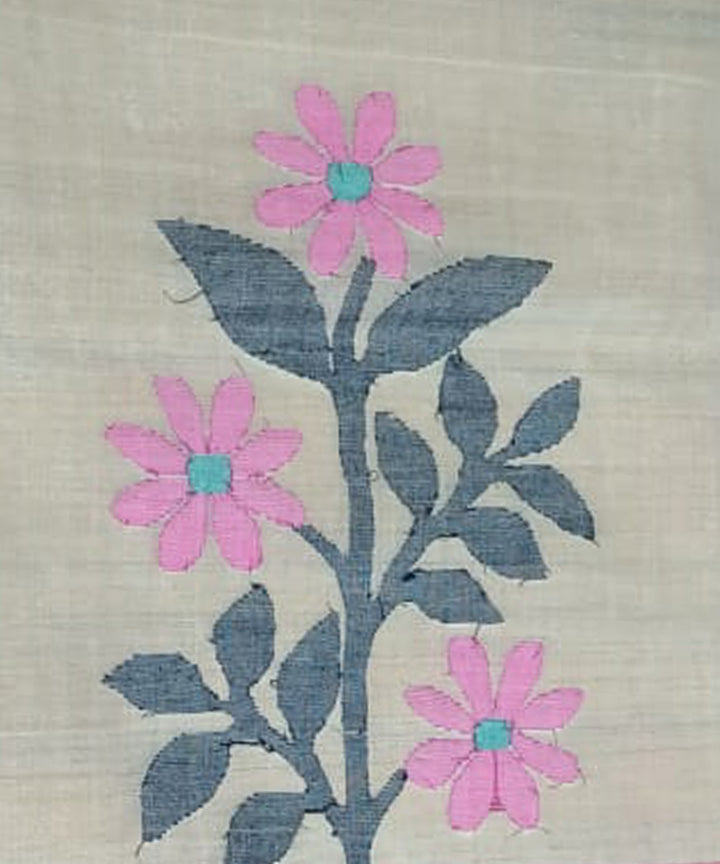 Tantuja brown beige handloom cotton jamdani saree