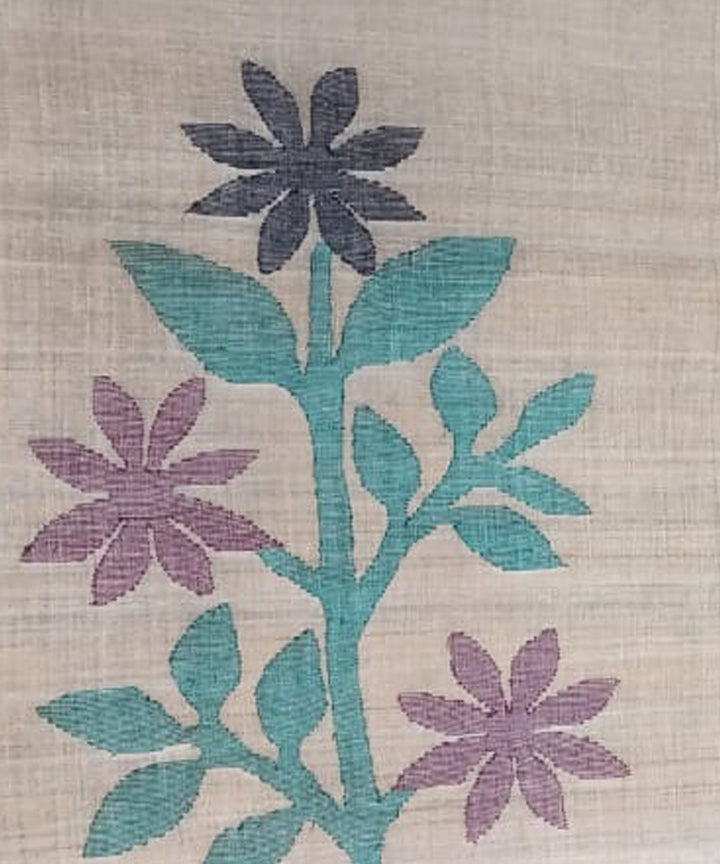 Tantuja white and mauve handloom cotton jamdani saree