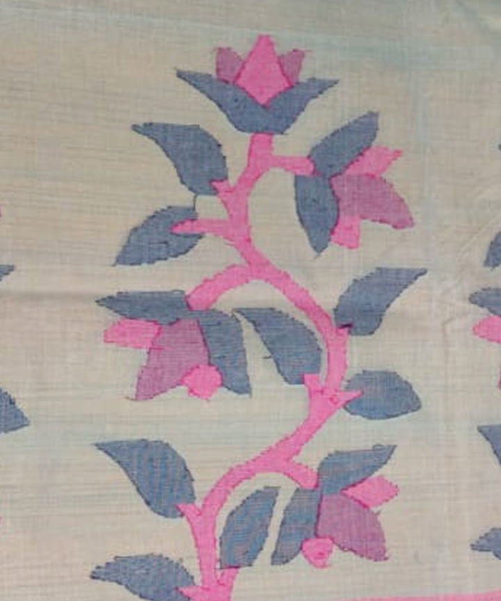 Tantuja grey green handloom cotton jamdani saree