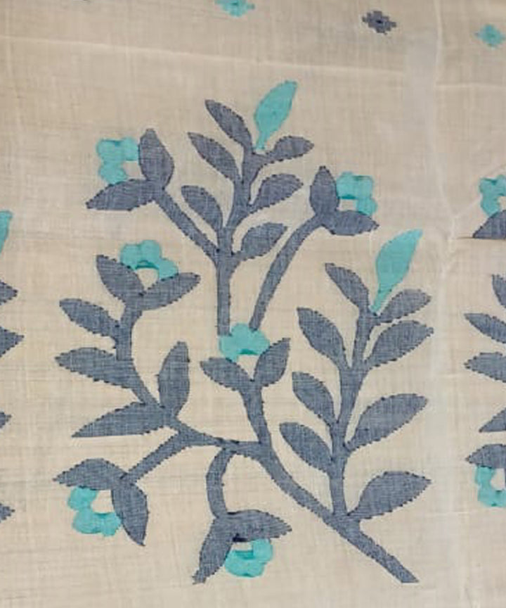 Tantuja handwoven beige cotton jamdani saree