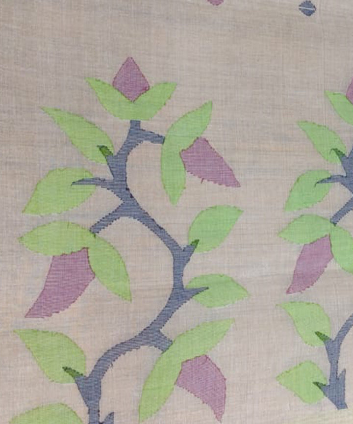 Tantuja off white handloom cotton jamdani saree