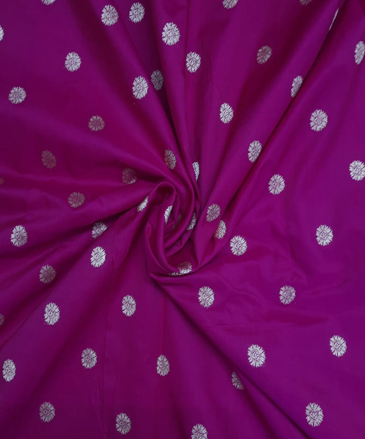 Pink handwoven phekwa buti cotton silk banarasi fabric