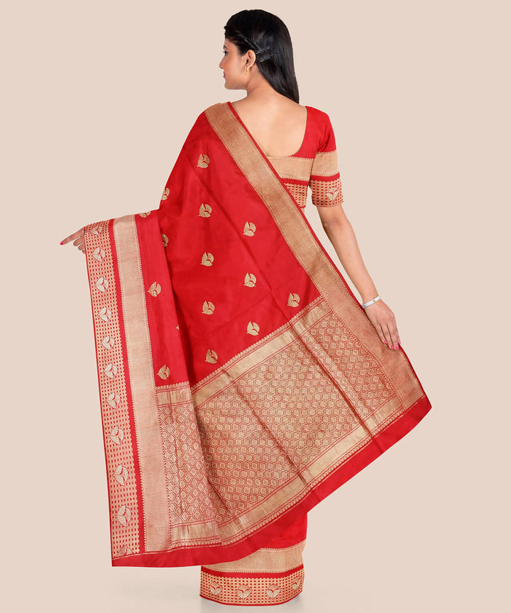 Red handloom silk katan banarasi saree