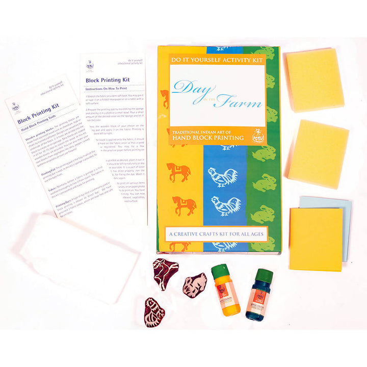 Handmade DIY Educational Wood Block Printing Kit (Day In The Farm)