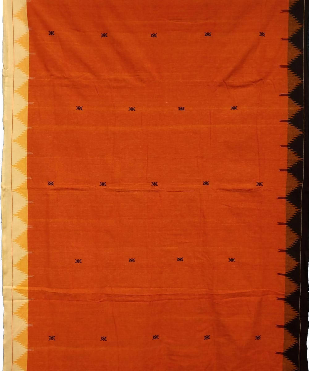 Red handwoven coarse cotton kotpad saree