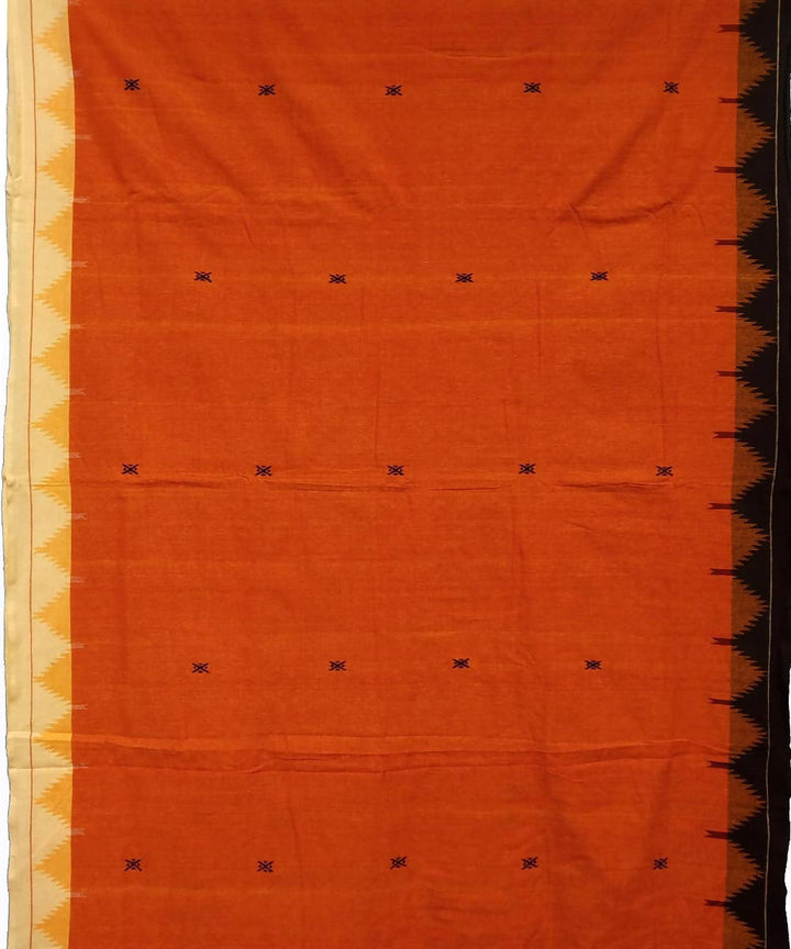 Red handwoven coarse cotton kotpad saree