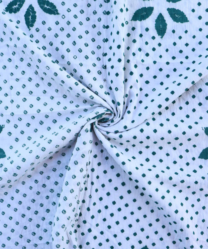 offwhite dark green natural dye hand block printed cotton fabric
