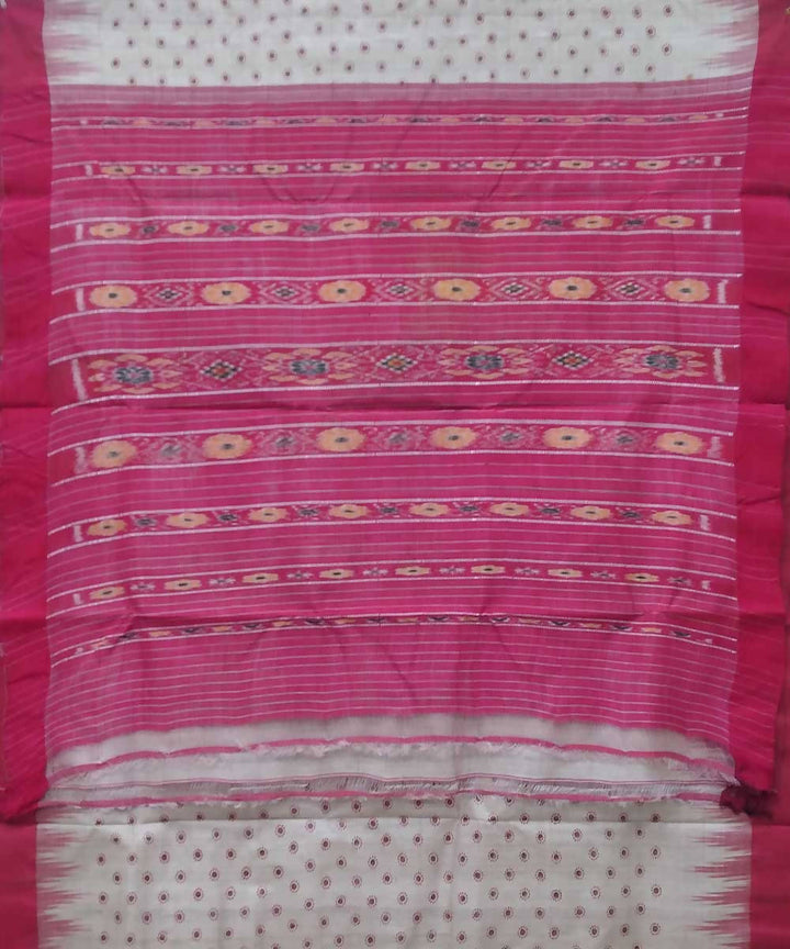 Offwhite red handwoven tussar silk saree