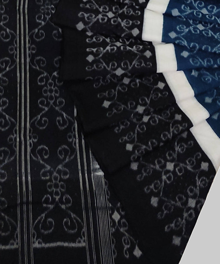 Navy blue black cotton handloom sambalpuri saree