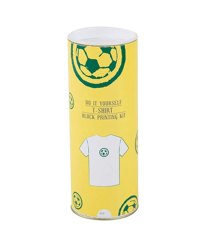 Handmade Wood Block with Yellow Football Print DIY T-Shirt Craft Kit