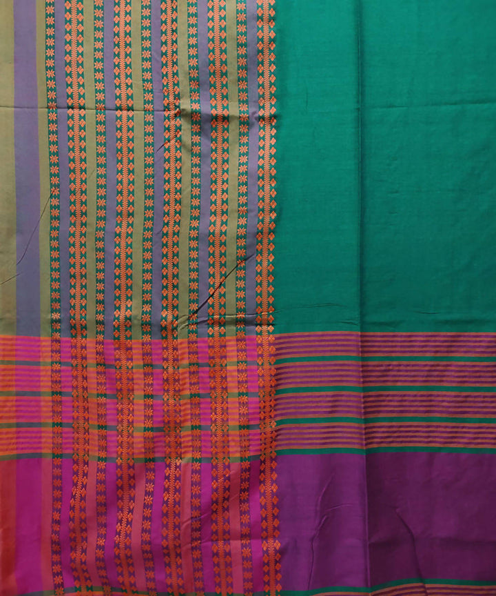 Olive green handloom cotton saree