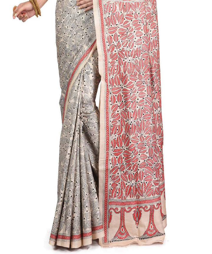 Black exclusive bengal tasar saree with hand embroidery work