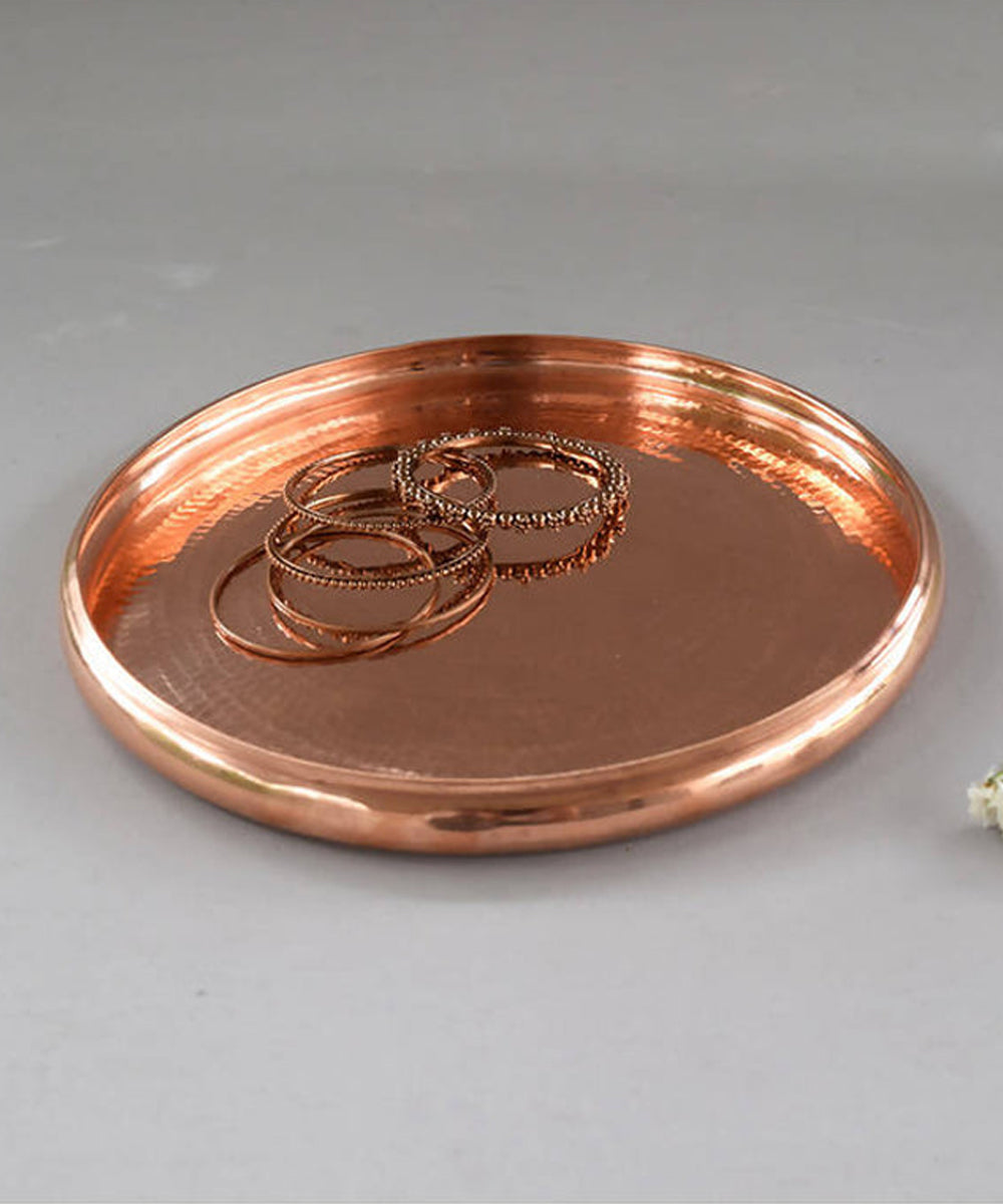 Handmade copper circular tray