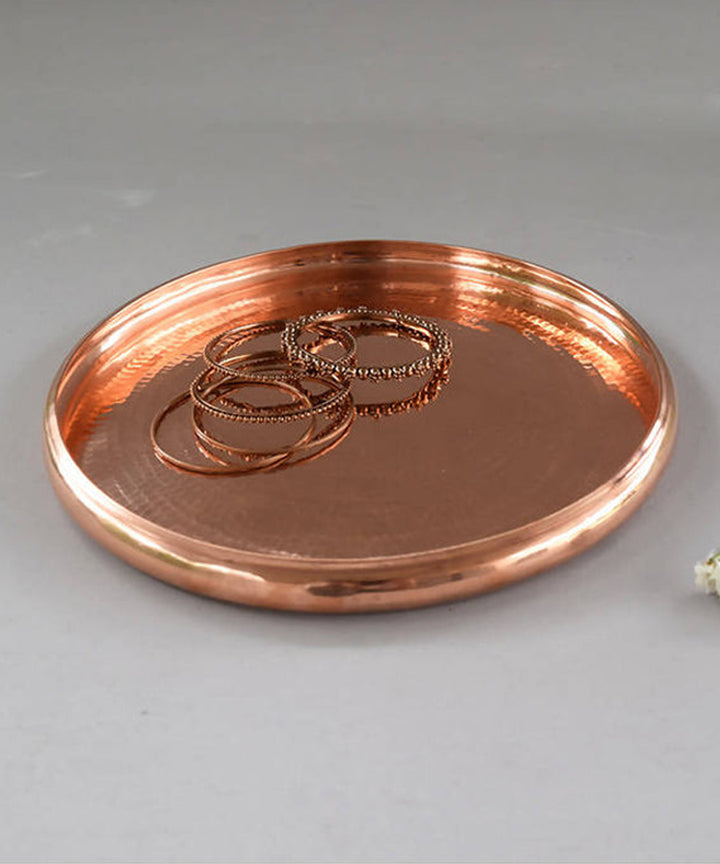 Handmade copper circular tray