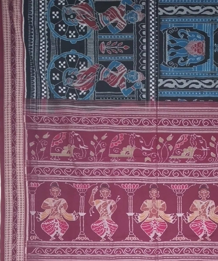 Black blue sapphire handloom cotton sambalpuri saree