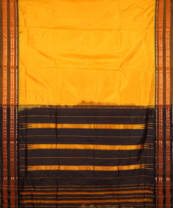 Lemon yellow handwoven silk narayanpet saree