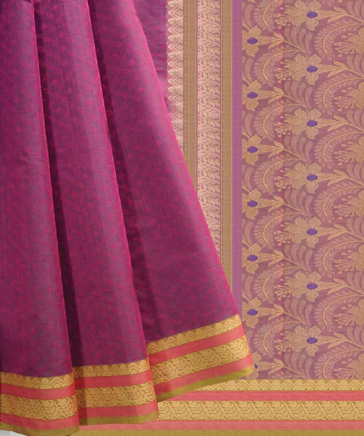 China rose pink handwoven paramakudi cotton saree
